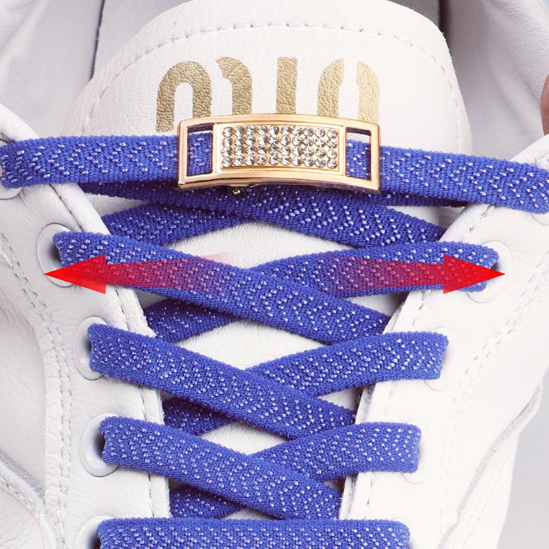 Elastic Laces Sneakers Tennis No Tie Shoe Laces Gold Diamond Buckle Shoelaces Without Ties Flat Shoelace for Shoes Accessories