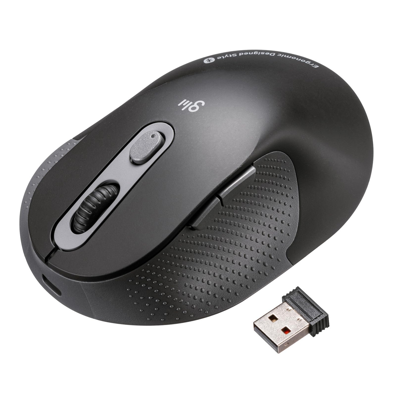 

Бездротова ергономічна комбінована миша Sanwa Supply, безшумна, з підтримкою високої висоти (2,4 ГГц + Bluetooth, 45 мм) MA-EWBBS528MBK чорний