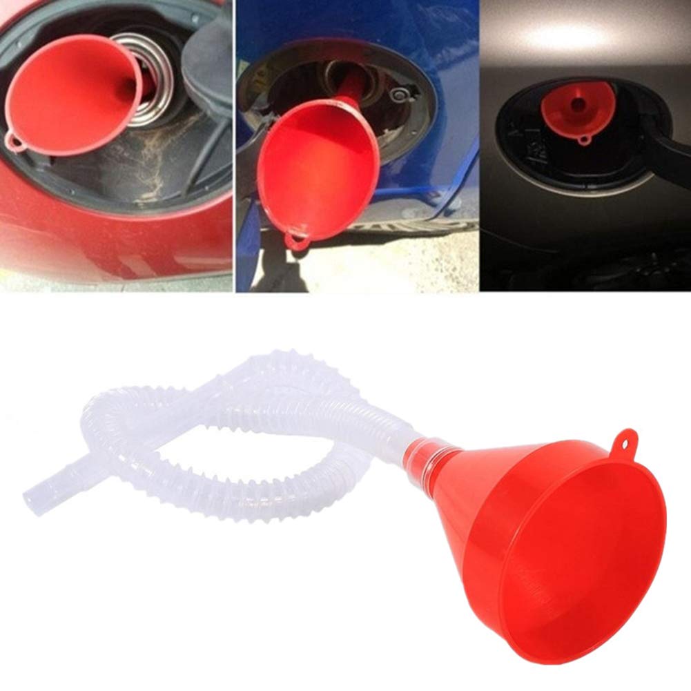 Gorgeri Funnel with Hose, Universal Car and Motorcycle Plastic Filled Funnel Lubricating Tool with Clear Soft Pipe Spout (Gasoline, Diesel)