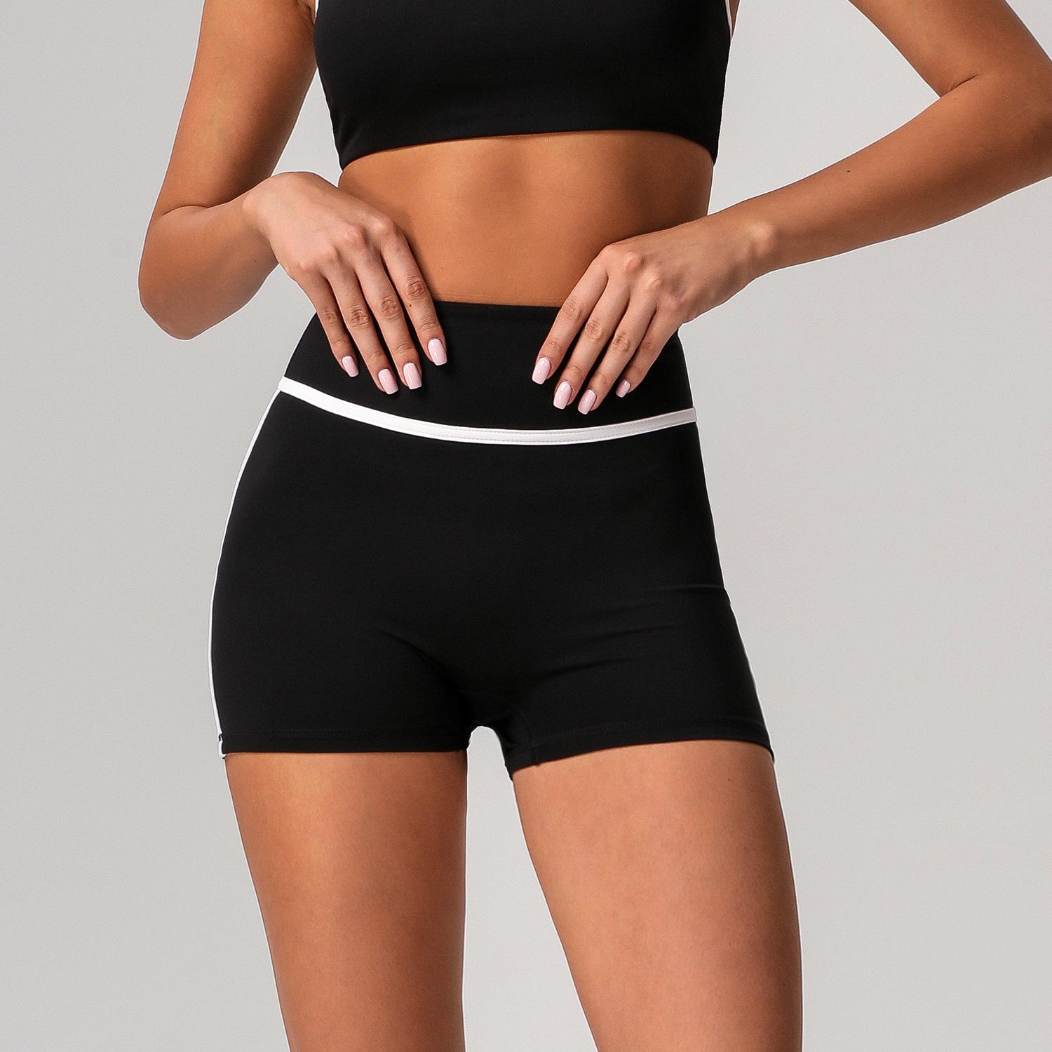 Women s High Waist Contrast Trim Yoga Biker Shorts S