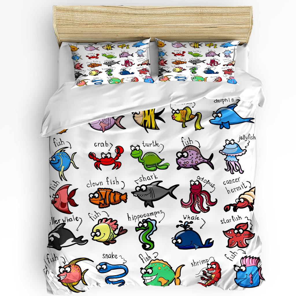 Wave Sailing Octopus And Whale 3pcs Bedding Set For Bedroom Double Bed Home Textile Duvet Cover Quilt Cover Pillowcase