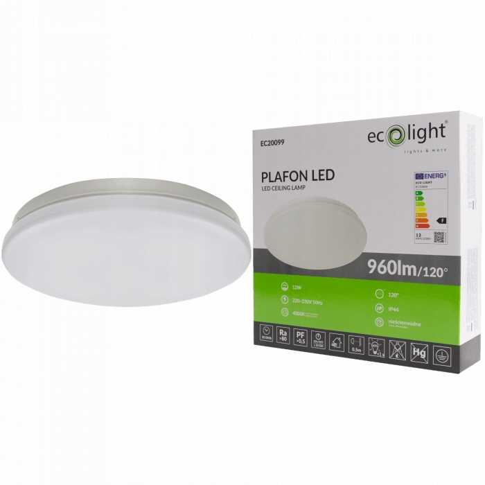 Plafoniera Led 12W 4000K Ip44 Eco Light