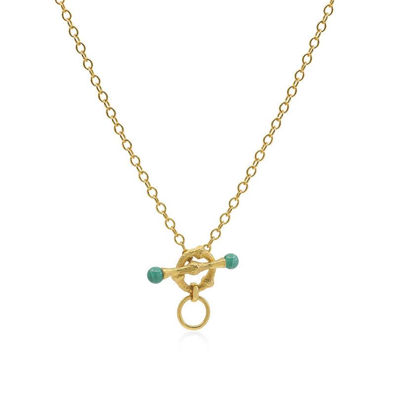 

Necklace Retro Ot Buckle Colored Beads Sweet Cool Light Luxury Texture Necklace Gold Plating