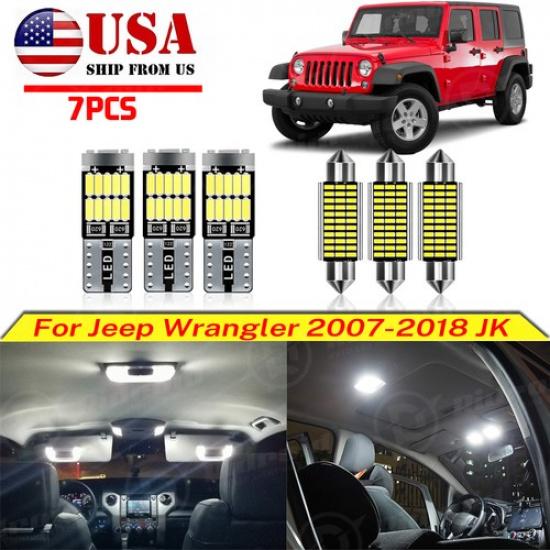 

White LED Interior Bulb License Plate Lights For 2000-2018 Jeep Wrangler JK TJ