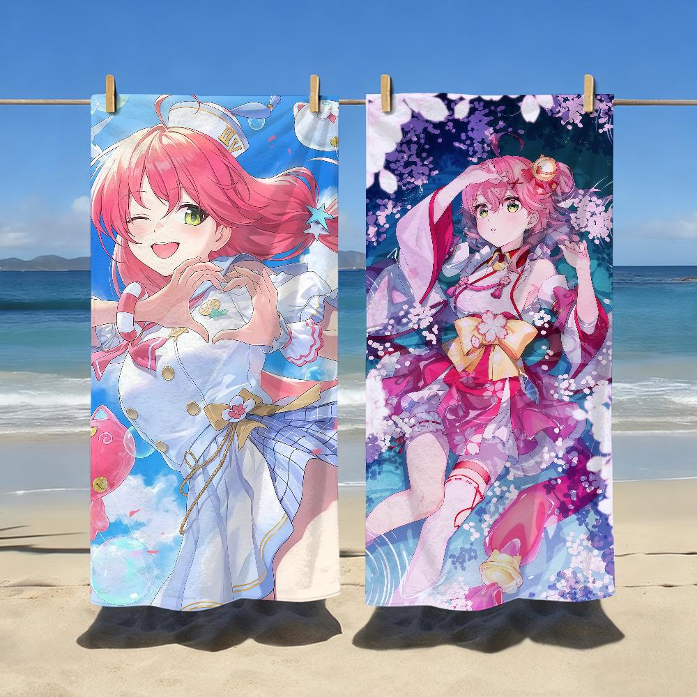 VTuber Sakura M-Mi-ko Towel Sports Quick Dry Travel Camping Gear Sandproof Soft Light Large Beach Towel