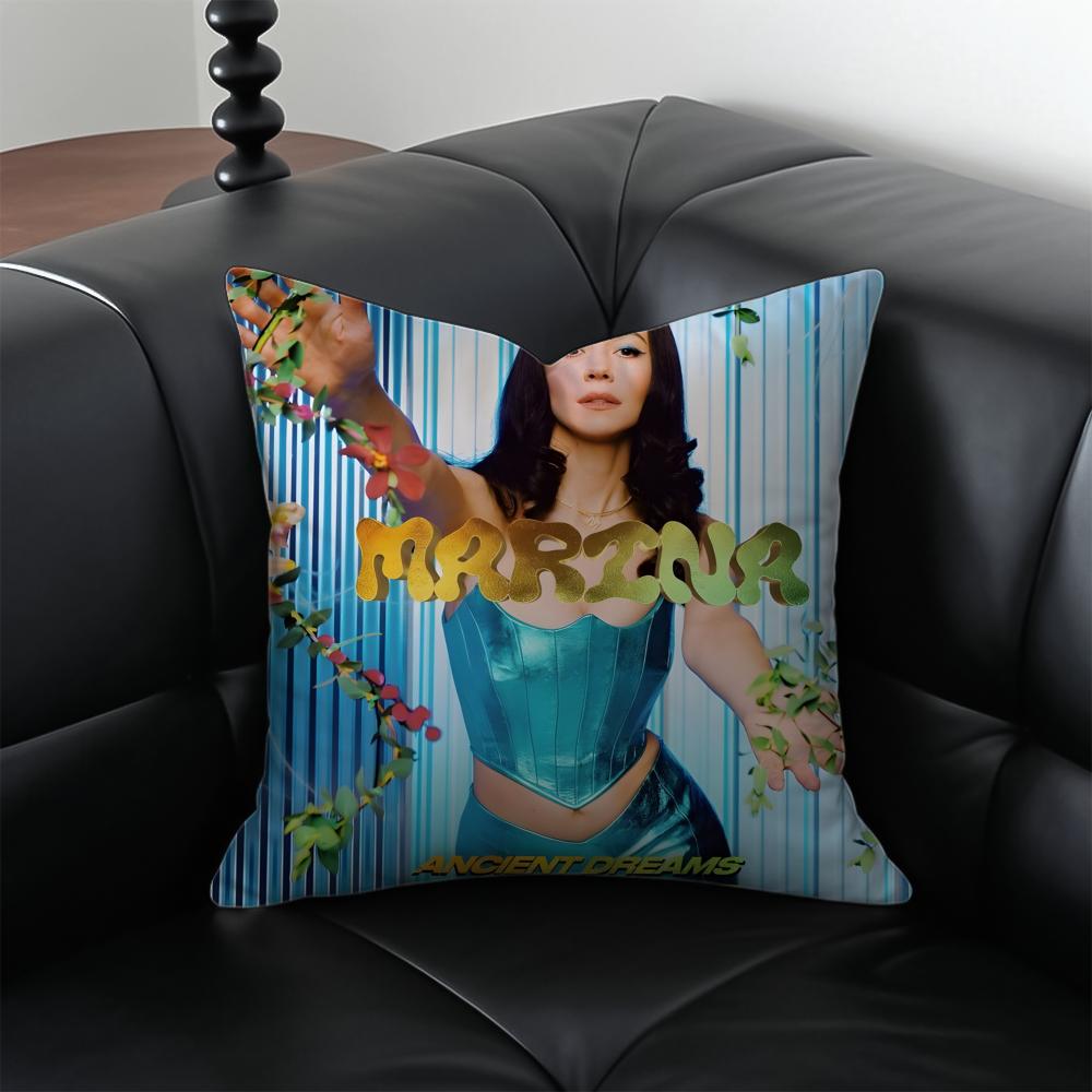 MMarina and the Ddiamonds Music Album Cushion Cover Pillow Case Antidustmite Invisible Zipper Silky Plush Cushion