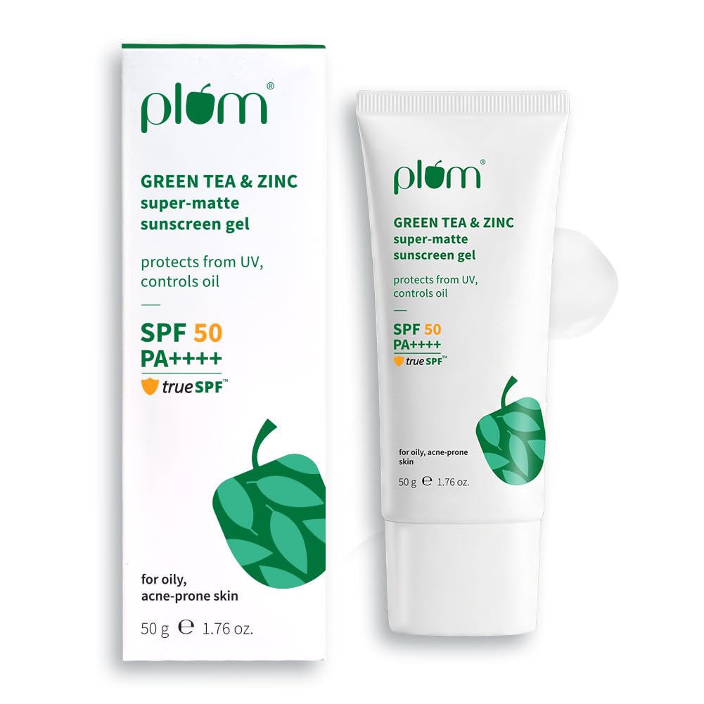

Plum Green Tea & Zinc Super-Matte Gel Sunscreen SPF 50 PA ++++ | 50g | Formulated for Oily, Combination and Acne Prone Skin | Protects & Controls