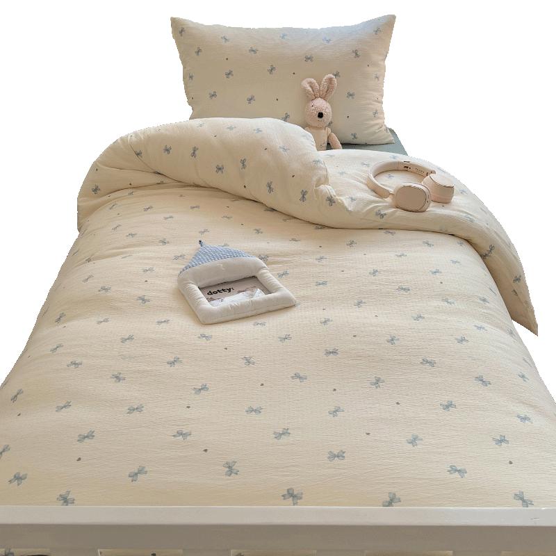 Hongdou Class A Double-Layer Gauze 3-Piece Duvet Cover Set 0.9/1.2m Bed, Flat Sheet, 150x200cm Duvet Cover