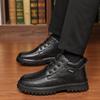 Cotton Shoes Men's High-top Winter Velvet Warm Leather Wool Snow Boots Casual Non-slip Waterproof Wear-resistant Cotton Leather Shoes
