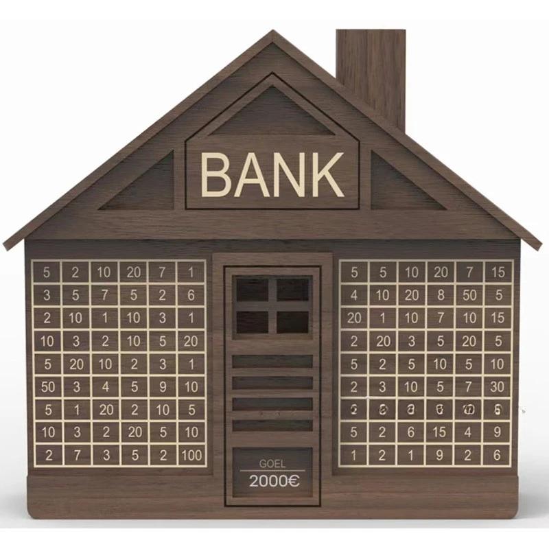 Wood Money Box for Cash House Savings Money Box 1000 or 2000 Euros Adult Money Counting Bank Japanese Piggy Bank