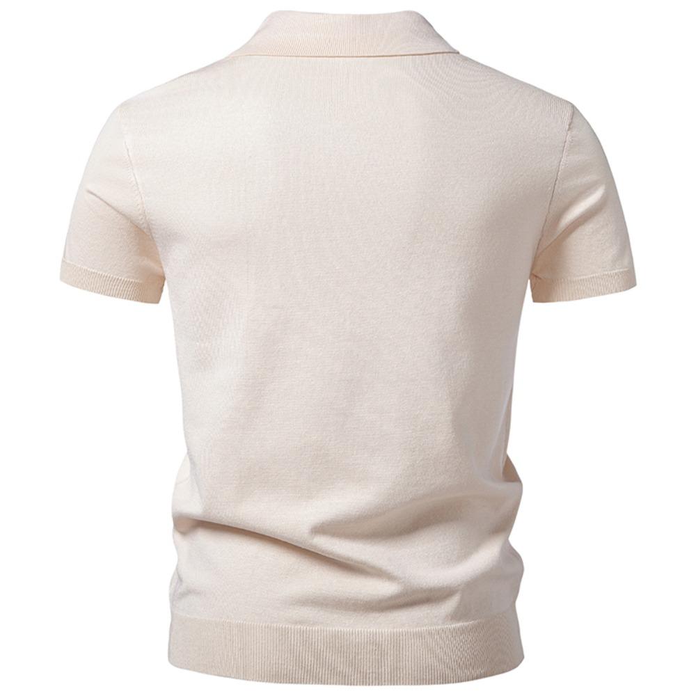 T-shirt en tricot à manches courtes et col en V pour homme - Style Business Casual - Été/Automne