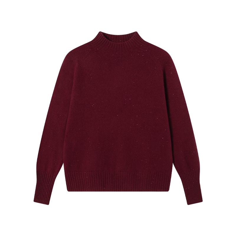 Jingdong Crafted Women's 100% Wool Half-High Collar Knitted Sweater