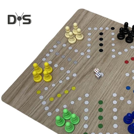 1 Set 6 Players Flying Chess Game with 35CM Rubber Chessboard 24 Chess Pieces 2 Dice Kids Adults Family Night Interactive Classic Strategy Game