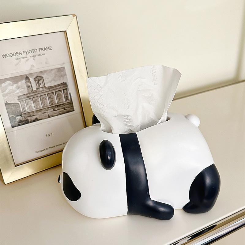 Creative Mischievous Panda Tissue Box Living Room Decoration Micro Model Paper Drawer Storage Tool