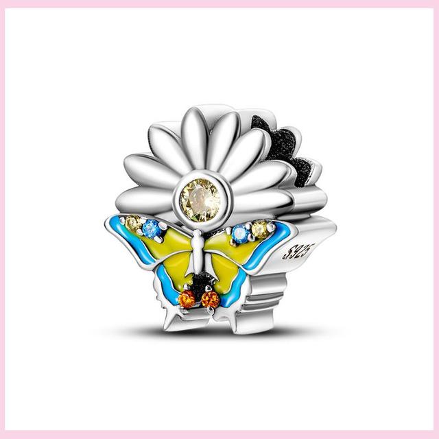 925 Silver Green Color Charms Temperament Cactus Avocado Charm Four Leaf Bead For Bracelet Jewelry Making