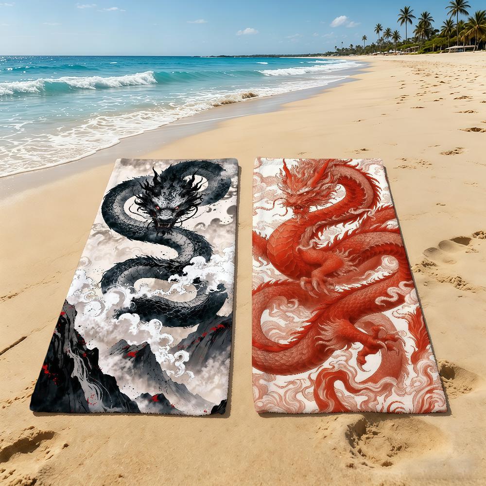 Oriental Dragon Fashion Towel For Outdoor Camping Beach Towel Super Absorbent Quick-Drying Summer Towel