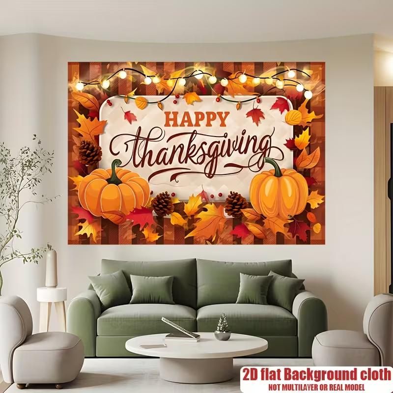 2D Cozy Happy Thanksgiving Pumpkin Photography Background