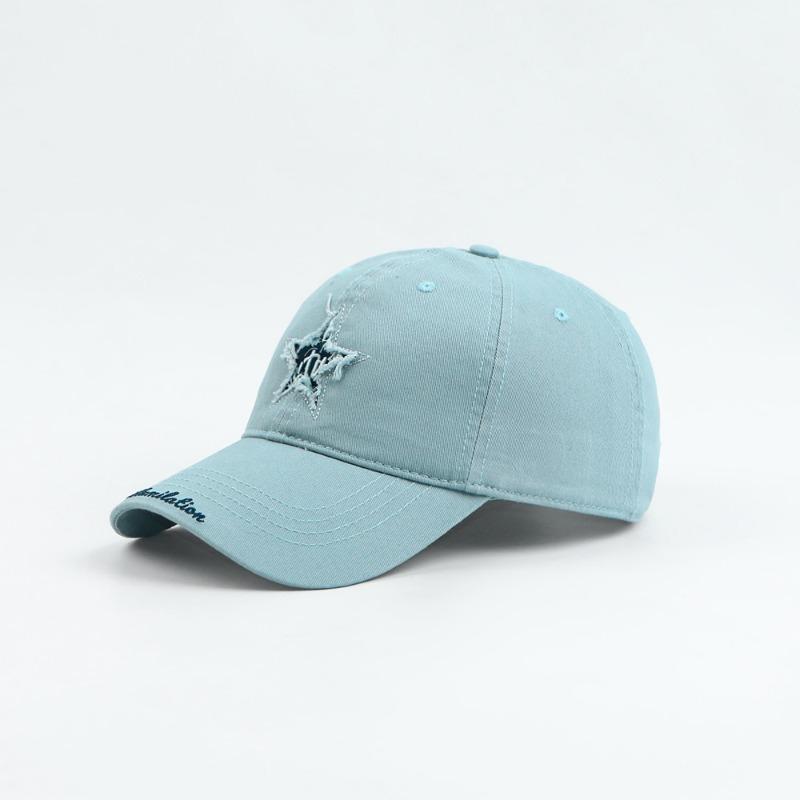 Vintage ripped pentagram embroidered baseball cap men's versatile cap outdoor casual sunscreen hat