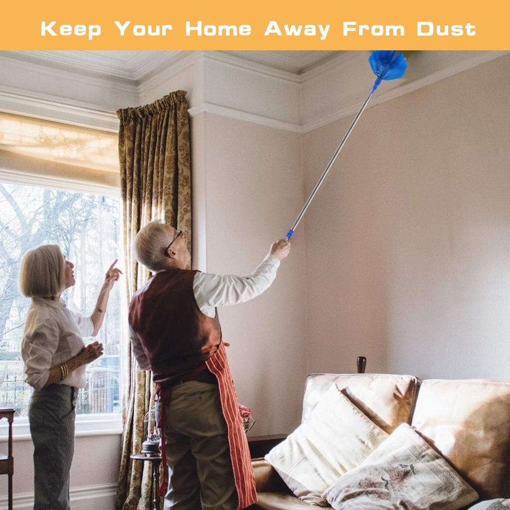 Professional Microfibre Dusters for Cleaning - Extendable 30-81" Cobweb Remover Kit Bendable Design for High Ceilings