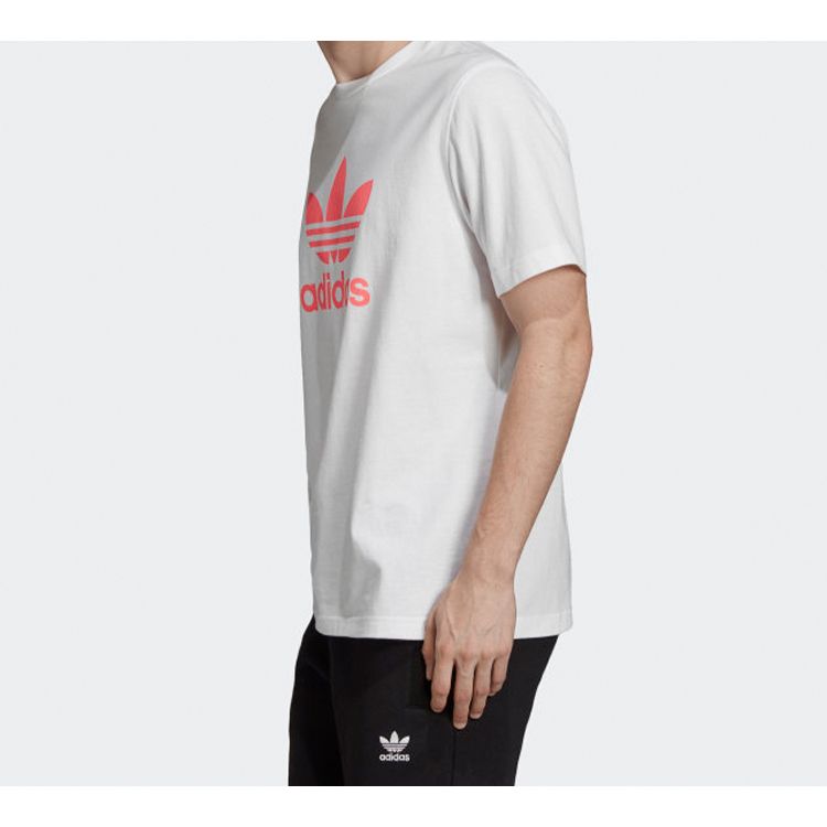 Adidas Originals Trefoil Logo Sports Short Sleeve T-Shirt Men Tops White Flash-Red FK1353
