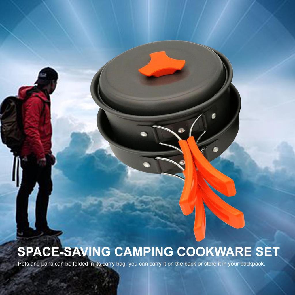 Camping-Kochgeschirr-Set, Lagerfeuer-Kochutensilien, faltbares Kochset, tragbar, für Outdoor, Wandern, Rucksackreisen