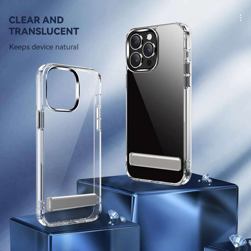Crystal Clear Mag Safe Case for iPhone 15 14 13 12 Pro Max with Stand, Magnetic Strength Enhanced Anti-Yellowing Slim Phone Case