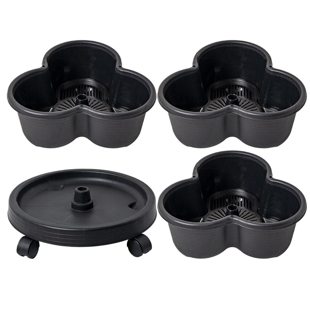 

4pcs Planter Tower 3 Tier Stackable Planter Strawberry Vertical Tower Pot Stacking Garden Flower Vegetable Plants pot Tower чорний