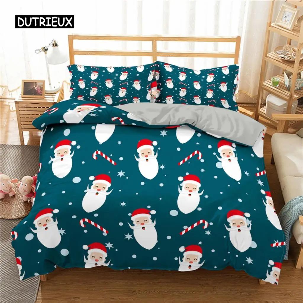 Santa Claus Print Duvet Cover for Adult Kids Microfiber Bedding Set Pillowcase Christmas Decor Quilt Cover 23pcs King Twin Size