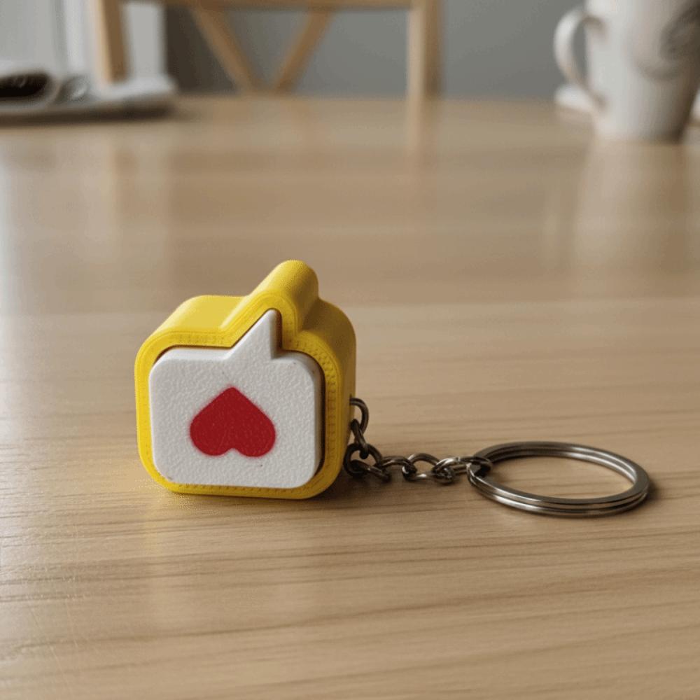 Yellow Heart Message Fidget Clicker Keychian Stress-Relief Heart Press Button Bag Charm  Adults