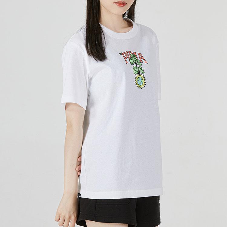 Puma Downtown Relaxed Graphic Cartoon Plant Letter Print American Vintage Comfortable Fashion Breathable Sports Casual Short Sleeve T-Shirt 535413-52