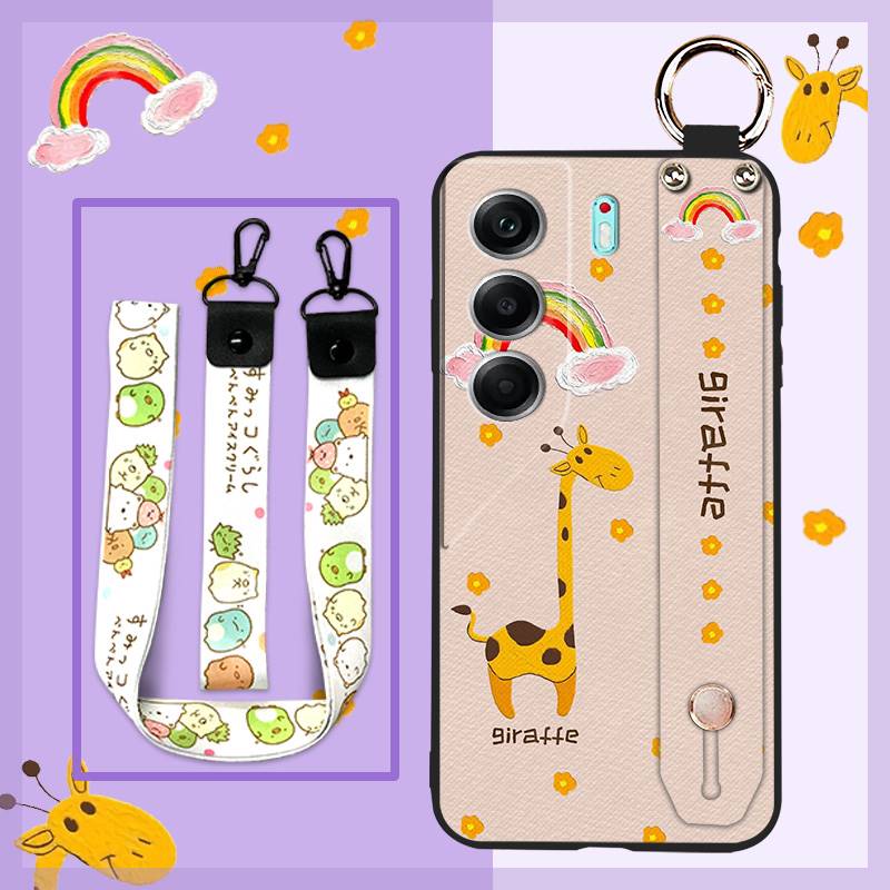 Shockproof Lanyard Phone Case For Tecno Camon40 4G/CM5 Wrist Strap Waterproof Silicone Wristband Cartoon Phone Holder