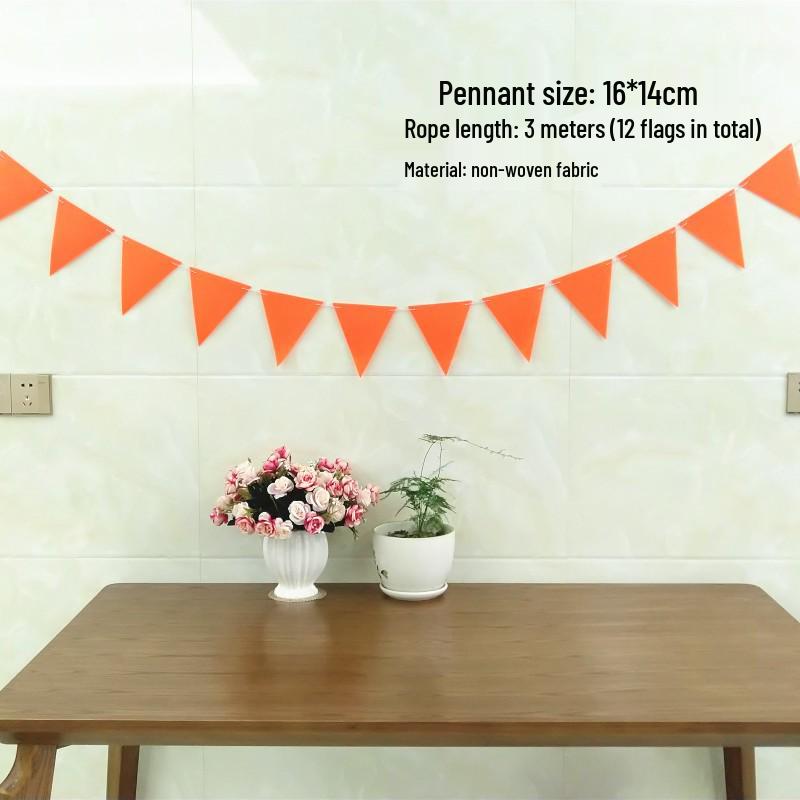 Retro Mori Brown Non-woven Kindergarten Decoration Pennant – Colorful Outdoor Birthday Flag String