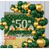 2D Grün Gold 50. Geburtstag Champagner Hintergrund Banner