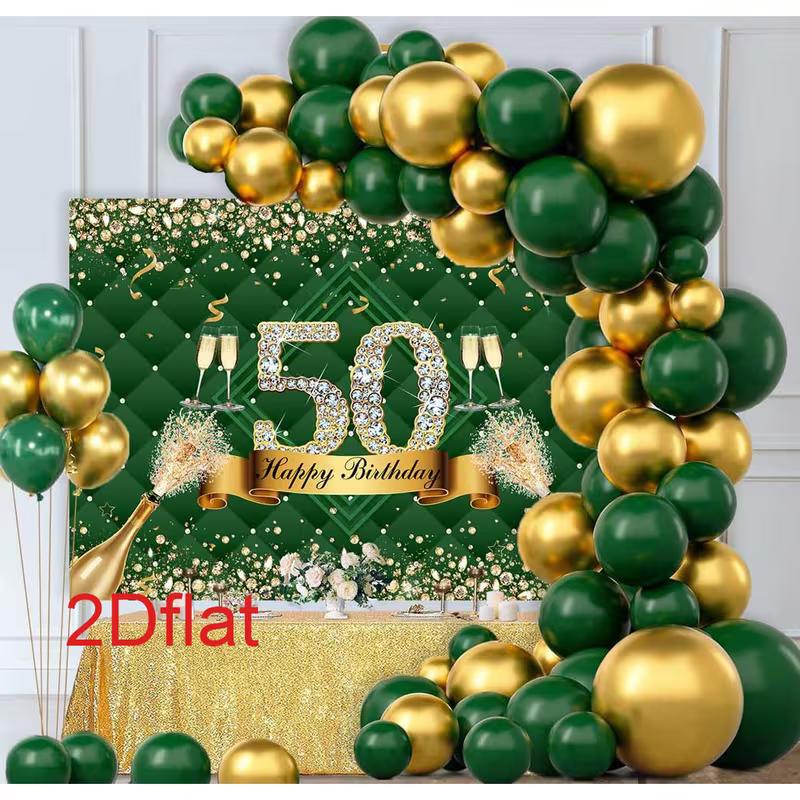 2D Grün Gold 50. Geburtstag Champagner Hintergrund Banner