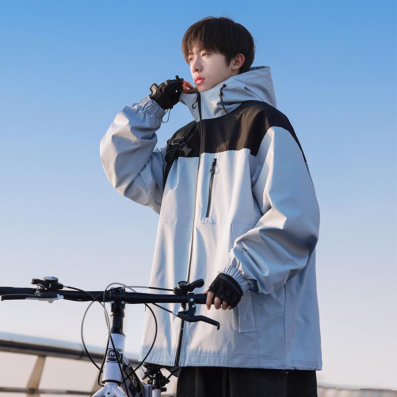 

Windproof Mountain-style Color Block Jacket with Hood for Couples - Warm, Multi-color, Spring/Autumn Outdoor Wear Small