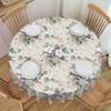 Apple Blossom Aqua Haze Round Tablecloths 60 Inches Watercolor Floral Table Cover for Kitchen Table Cloth