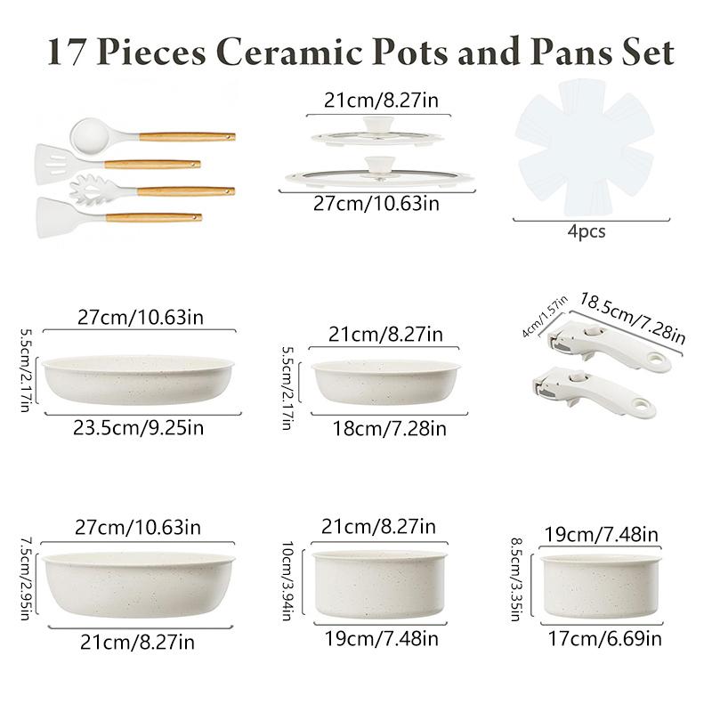 Removable Handle Non Stick Pots and Pans Set Pots Pans Bowls and Frying Pans Portable Camping Cookware Cookware Set for Kitchen