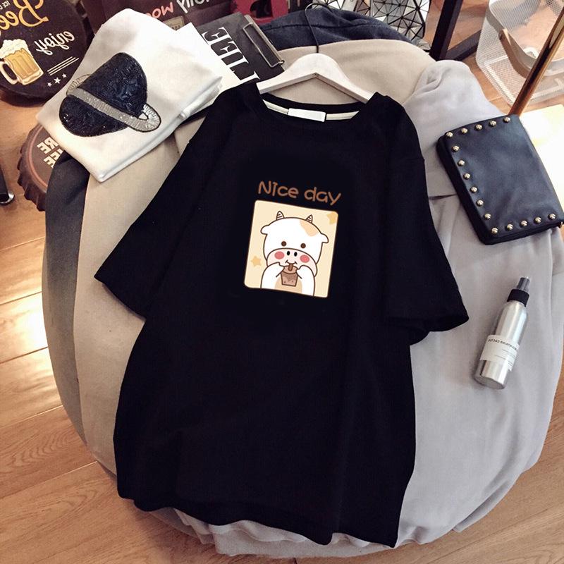 Maternity Summer Short-Sleeve Cotton T-Shirt - Fashionable Loose Fit Mid-Length Top for Expecting Moms (2023)