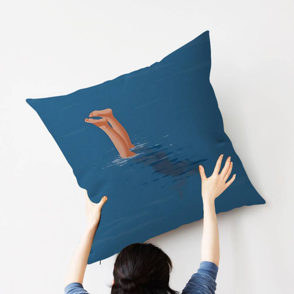 Minimalist Abstract Light Green Seawater Swimming Art Pillow Gift Home Office Decoration Pillow Bedroom Sofa Car CoverPillow Cas