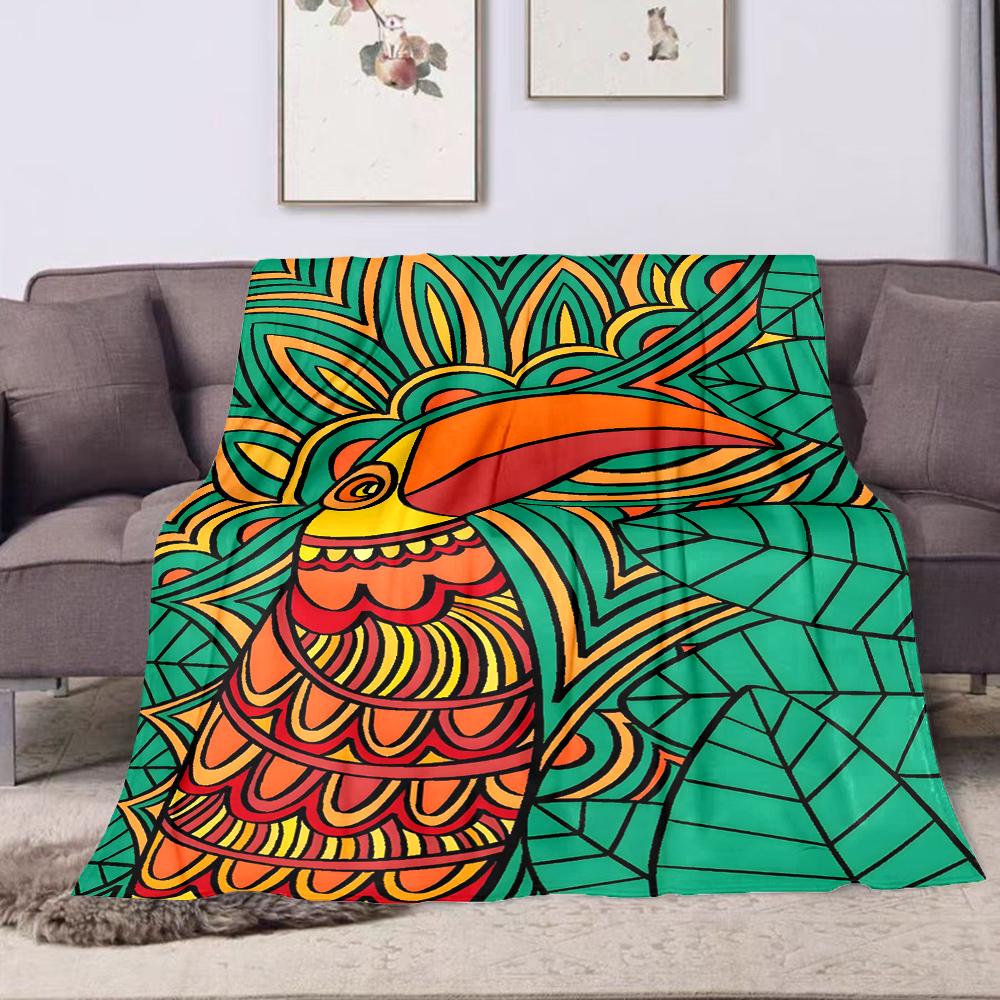 Colorful Tropical Toucan Pattern Patterned Flannel Blanket Perfect for the Bedroom Living Room, Sofa, or a Little Nap
