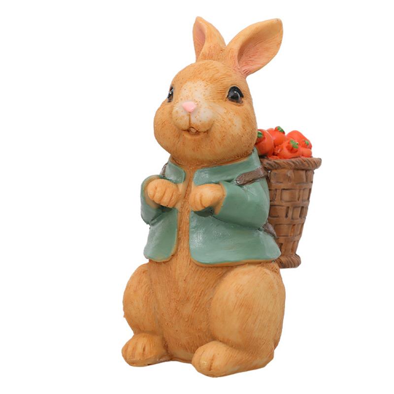 

Пасхальный кролик украшения весна декор для дома и улицы смола фигурки кроликов статуэтка с корзиной моркови настольное украшение