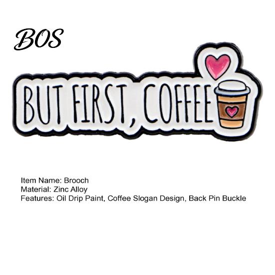 Non-oxidizing Brooch Pin, Coffee Slogan Design Brooch, Thickened Zinc Alloy Badge, Oil Paint Enamel Stable Buckle Pins for Clothes Hats Backpacks Pin
