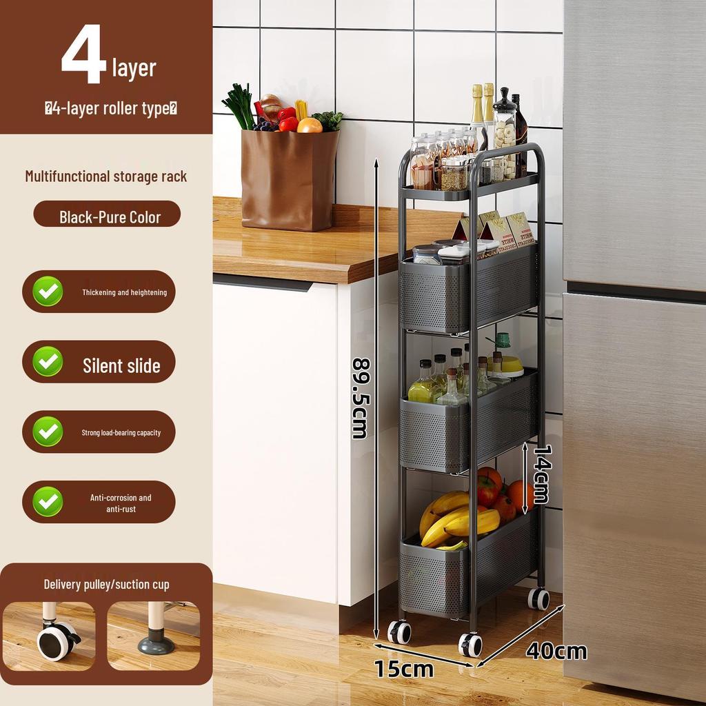 Tall Multi-Layer Kitchen Storage Rack for Narrow Spaces