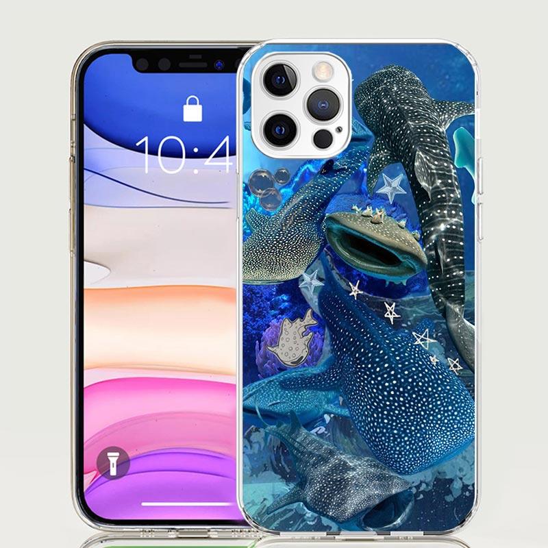 Ocean Whale Shark Phone Case For iPhone 17 Air 16 15 Plus 11 14 Pro Max 13 Mini 12 7 8 + SE Pattern Art Customized Cover 17 Air