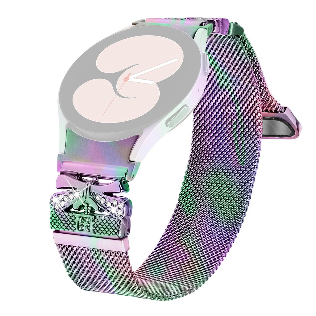 Colored Metal Strap with Connector for Samsung Galaxy Watch7 44mm/40mm Milanese Watch Band Butterfly Decor