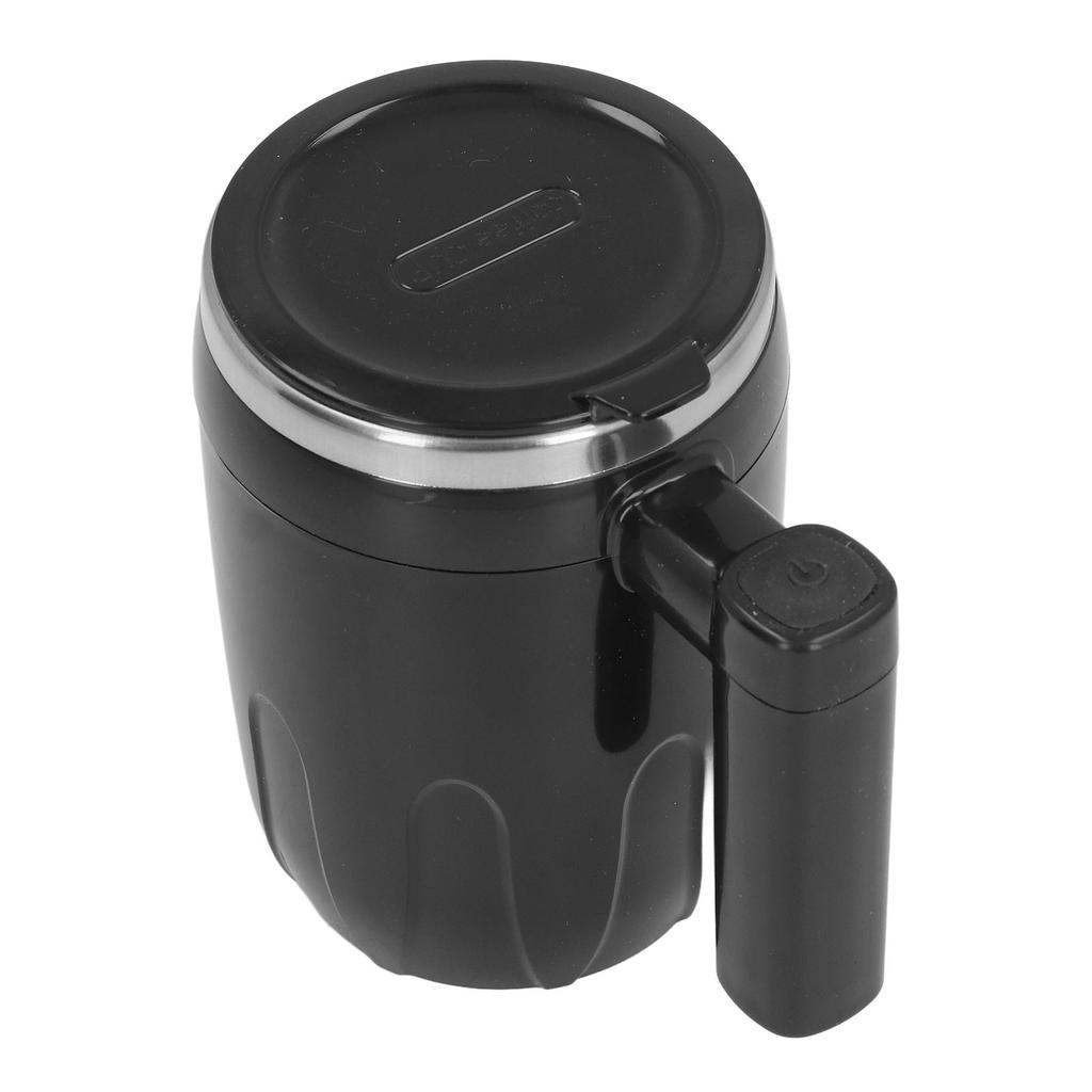 Self Stirring Coffee Mug Rechargeable with Lid Portable Electric Magnetic Automatic Mixing Black