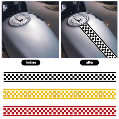 50cm/20inch Motorcycle Checkered Racing Stripes Tank Decals Decoration Stickers DIY Fuel Tank Sticker Motor Waterproof Stickers