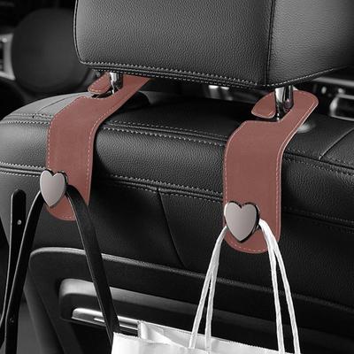 Car Back Seat Headrest Hooks PU Leather High Load-Bearing Car Seat Headrest Bag Hook Storage Headrest Hanger Holder Organizer