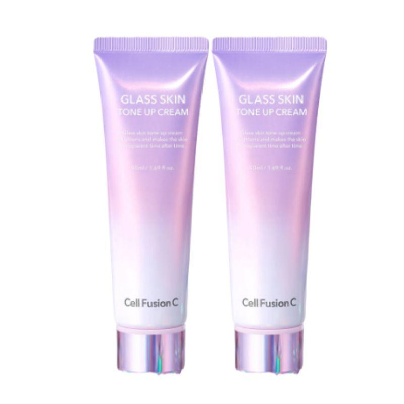 Cell Fusion C Glass Skin Tone-Up Cream Radiant Brightening Makeup Base Glow Finish 50ml x 2