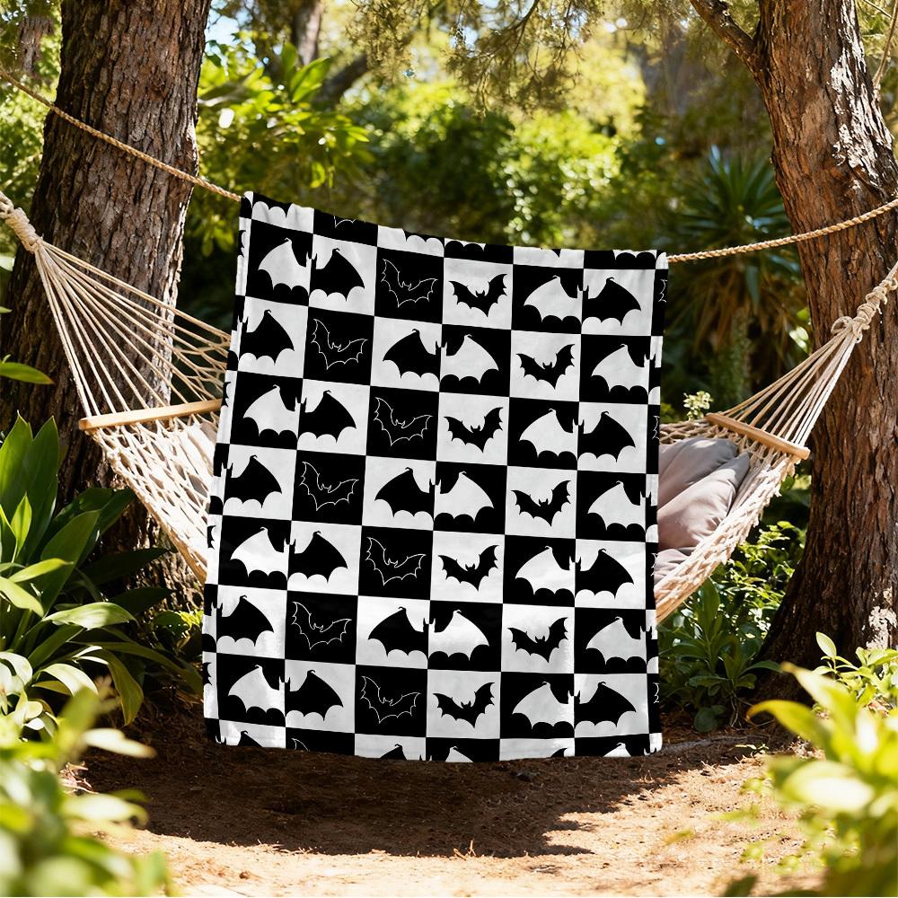 

Bat Checkered Outdoor Flannel Blankets, Outdoor travel, Home Blankets, Fan Gifts,Suitable for All Seasons, Christmas Gifts. R1127109 80x120cm